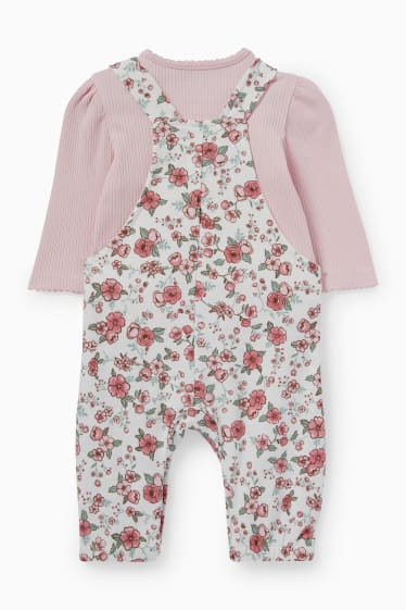 Babys - Bloemetjes - baby-outfit - 2-delig - roze