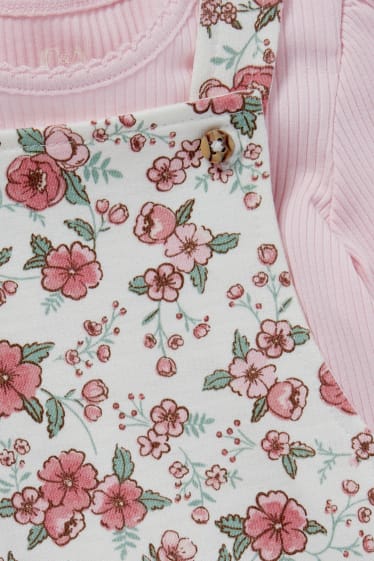 Miminka - Květinový motiv - outfit pro miminka - 2dílný - růžová