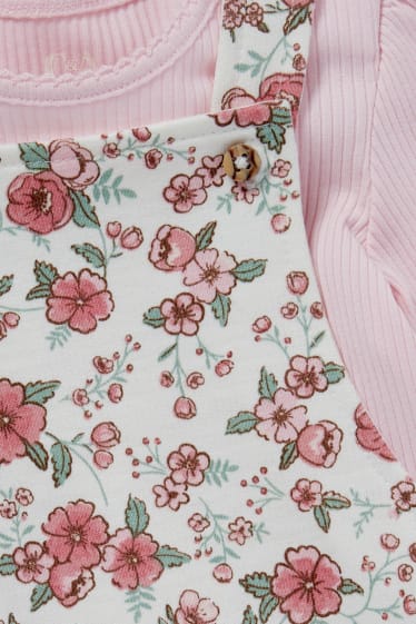 Babys - Blümchen - Baby-Outfit - 2 teilig - rosa