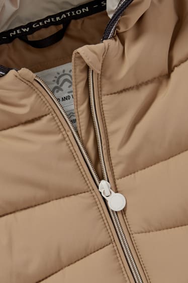 Babies - Baby quilted jacket with hood - water-repellent - beige
