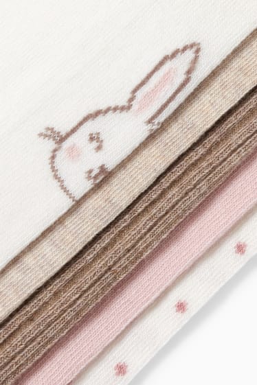 Bébés - Lot de 5 - petit lapin - collants bébé - blanc crème