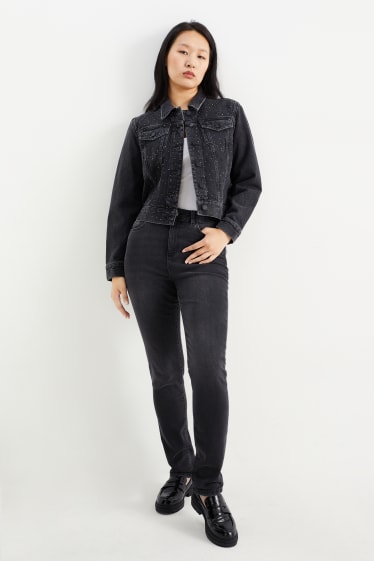 Dames - Slim jeans - high waist - LYCRA® - jeansdonkergrijs