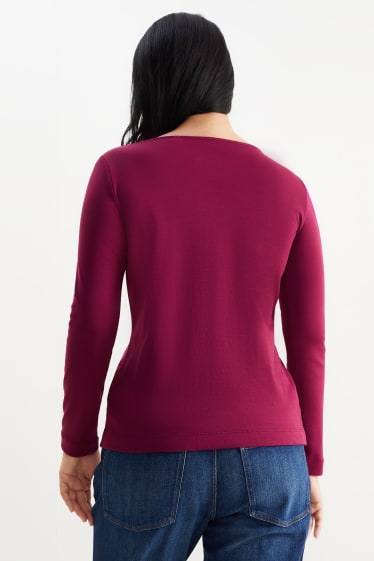 Mujer - Camiseta básica de manga larga - burdeos