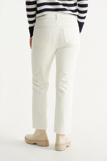 Femmes - Pantalon de velours - high waist - straight fit - blanc crème