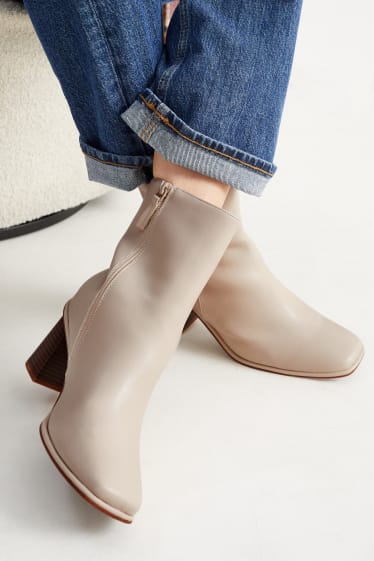 Women - Ankle boots - faux leather - light beige