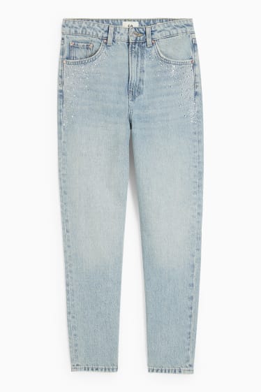 Kobiety - Mom jeans - wysoki stan - dżins-jasnoniebieski