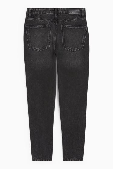 Donna - Mom jeans con strass - vita alta - jeans grigio scuro