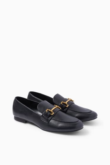 Women - Loafers - faux leather - black