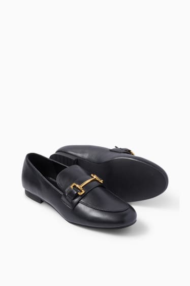 Damen - Loafer - Lederimitat - schwarz