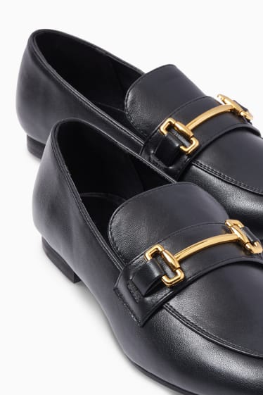 Damen - Loafer - Lederimitat - schwarz