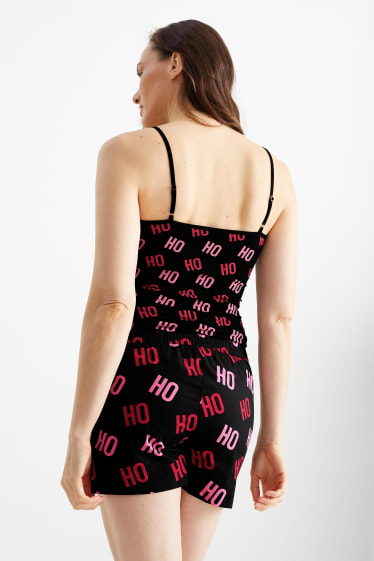 Dames - Set van 2 - pyjamashorts voor de kerst - rood