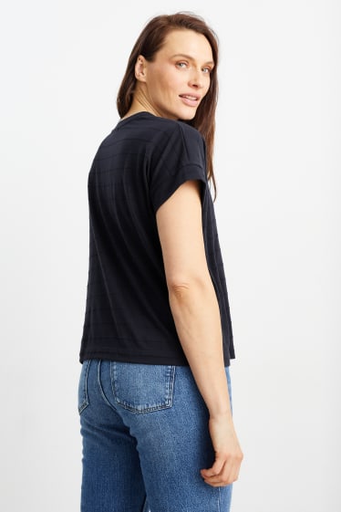 Damen - T-Shirt - gestreift - dunkelblau