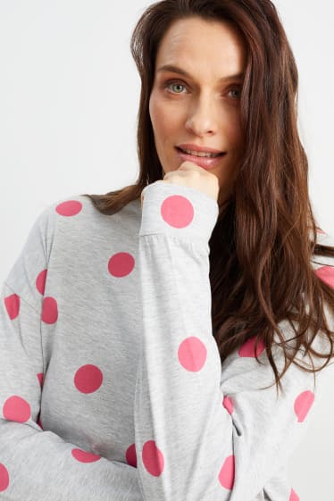 Dames - Pyjama - met stippen - licht grijs-mix