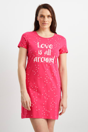 Kobiety - Koszula nocna - ze wzorem - różowy