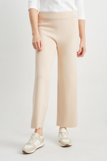 Mujer - Pantalón de punto básico - beige claro
