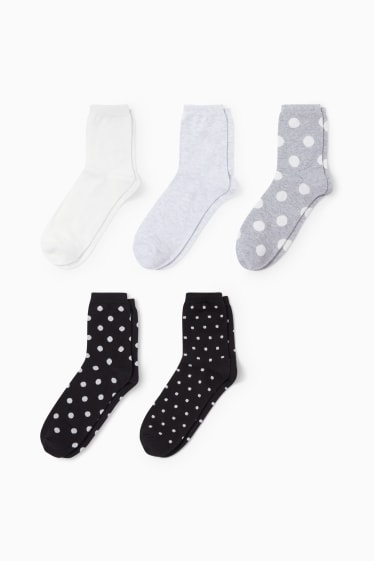 Dames - Set van 5 paar - sokken - met stippen - zwart