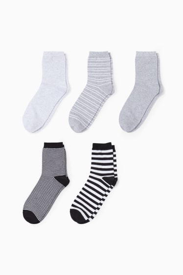 Dames - Set van 5 paar - sokken - gestreept - zwart