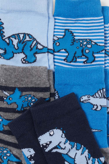 Niños - Pack de 5 - dinosaurios - calcetines con dibujo - azul