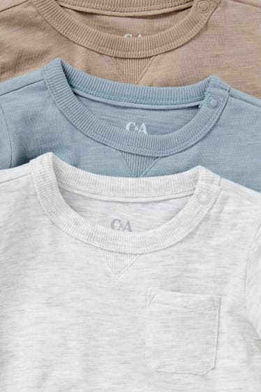 Bebés - Pack de 3 - camisetas de manga larga para bebé - gris jaspeado