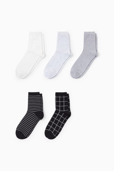 Dames - Set van 5 paar - sokken - licht grijs-mix