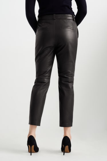 Femmes - Pantalon de cuir - high waist - tapered fit - noir