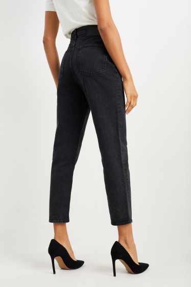 Dames - Mom jeans - high waist - LYCRA® - jeansdonkergrijs