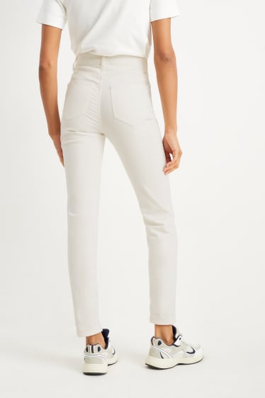 Women - Corduroy trousers - high waist - straight fit - cremewhite