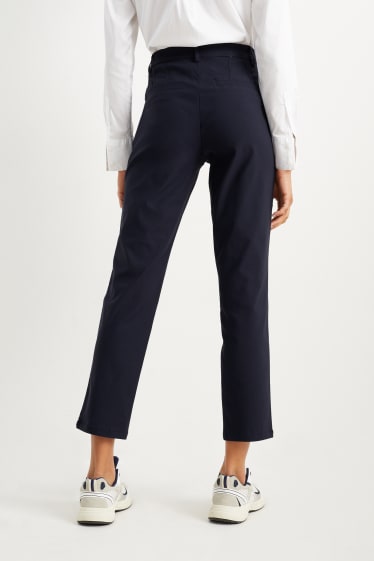 Femmes - Pantalon en toile - mid-waist - slim fit - bleu foncé