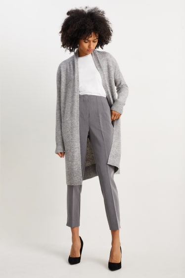 Dames - Broek - high waist - tapered fit - donkergrijs