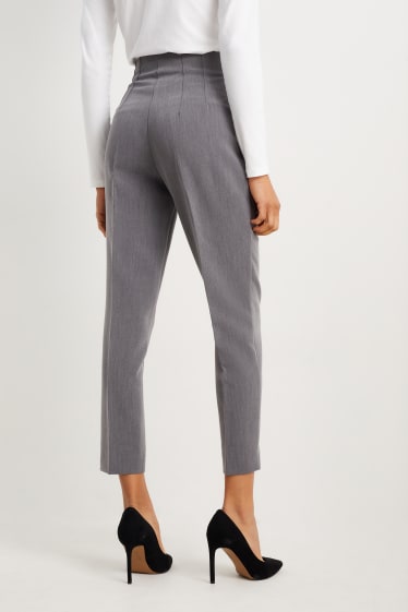 Dames - Broek - high waist - tapered fit - donkergrijs