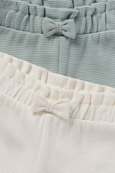 Baby: meisjes - Set van 2 - baby-joggingbroek - crèmekleurig