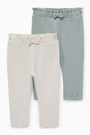Baby: meisjes - Set van 2 - baby-joggingbroek - crèmekleurig