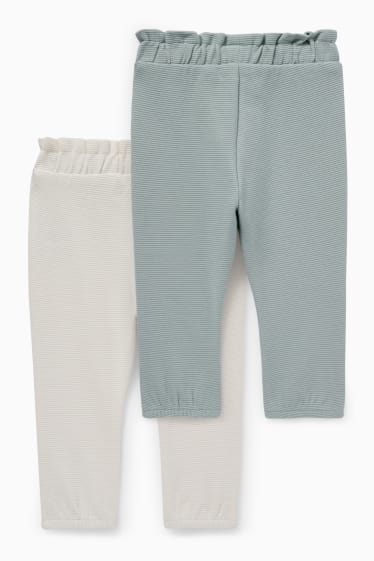 Baby: meisjes - Set van 2 - baby-joggingbroek - crèmekleurig