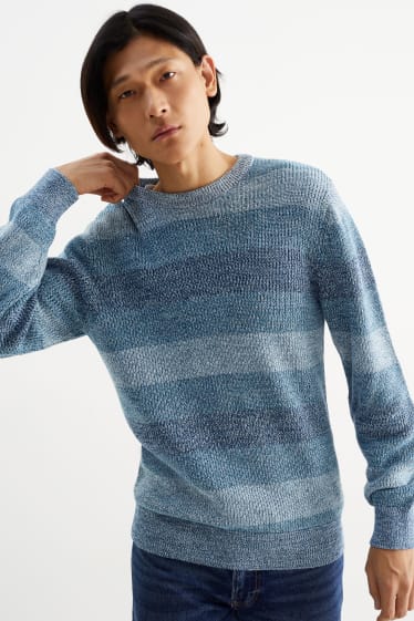 Hombre - Jersey - de rayas - azul oscuro