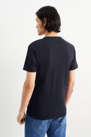 Heren - T-shirt - fijn geribd - donkerblauw