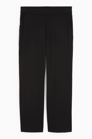 Dames - Basic broek van jersey - loose fit - zwart