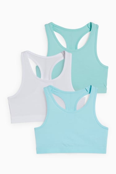 Kinderen - Set van 3 - bustier - wit / turquoise