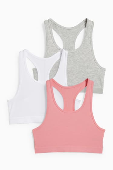 Children - Multipack of 3 - crop top - white / salmon