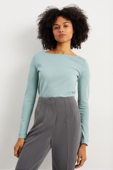 Women - Basic long sleeve top - mint green