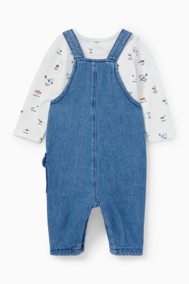 Babys - Zeedieren - babyoutfit - 2-delig - jeanslichtblauw