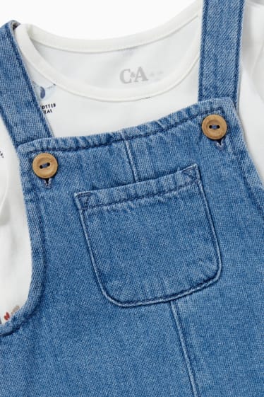 Babys - Zeedieren - babyoutfit - 2-delig - jeanslichtblauw