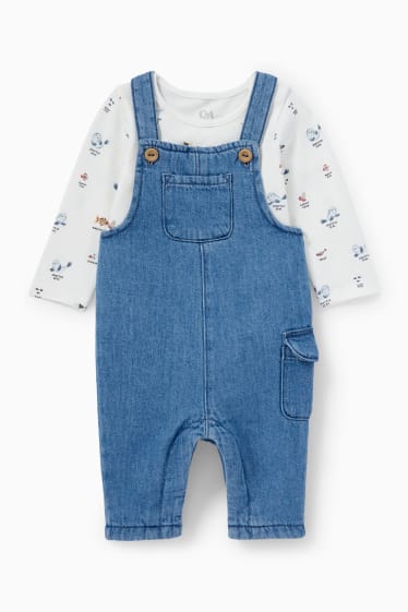 Babys - Zeedieren - babyoutfit - 2-delig - jeanslichtblauw