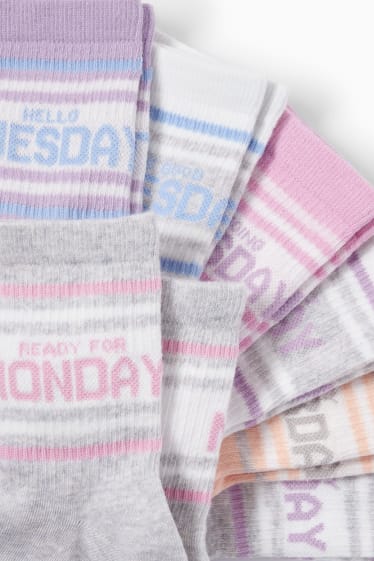 Children - Multipack of 7 - days of the week - socks with motif - light gray-melange
