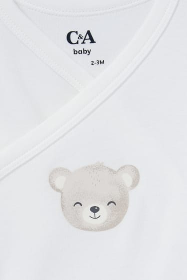 Unisex - Multipack of 5 - teddy bear - baby wrapover bodysuit - cremewhite