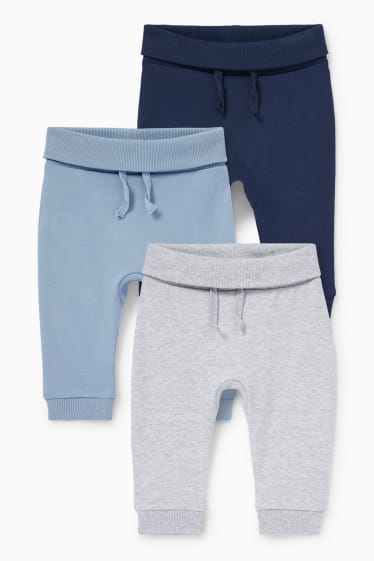 Bébés - Lot de 3 - pantalons de jogging bébé - gris chiné