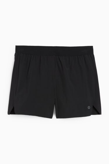 Uomo - Shorts sportivi - 4 Way Stretch - effetto sovrapposto - nero