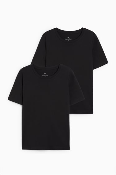 Dames - Set van 2 - basic-T-shirt - zwart