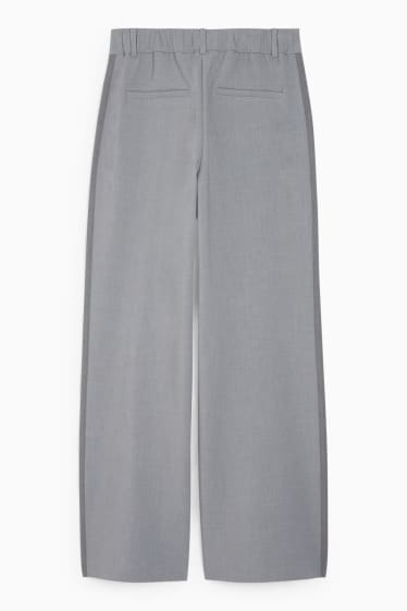 Donna - Pantaloni - vita alta - gamba larga - grigio