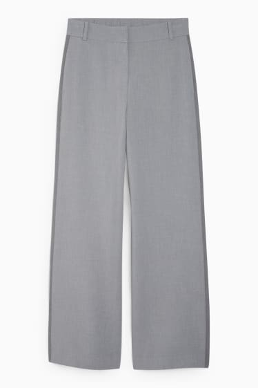 Femei - Pantaloni de stofă - talie înaltă - wide leg - gri