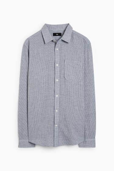 Home - Camisa - regular fit - coll kent - blau fosc